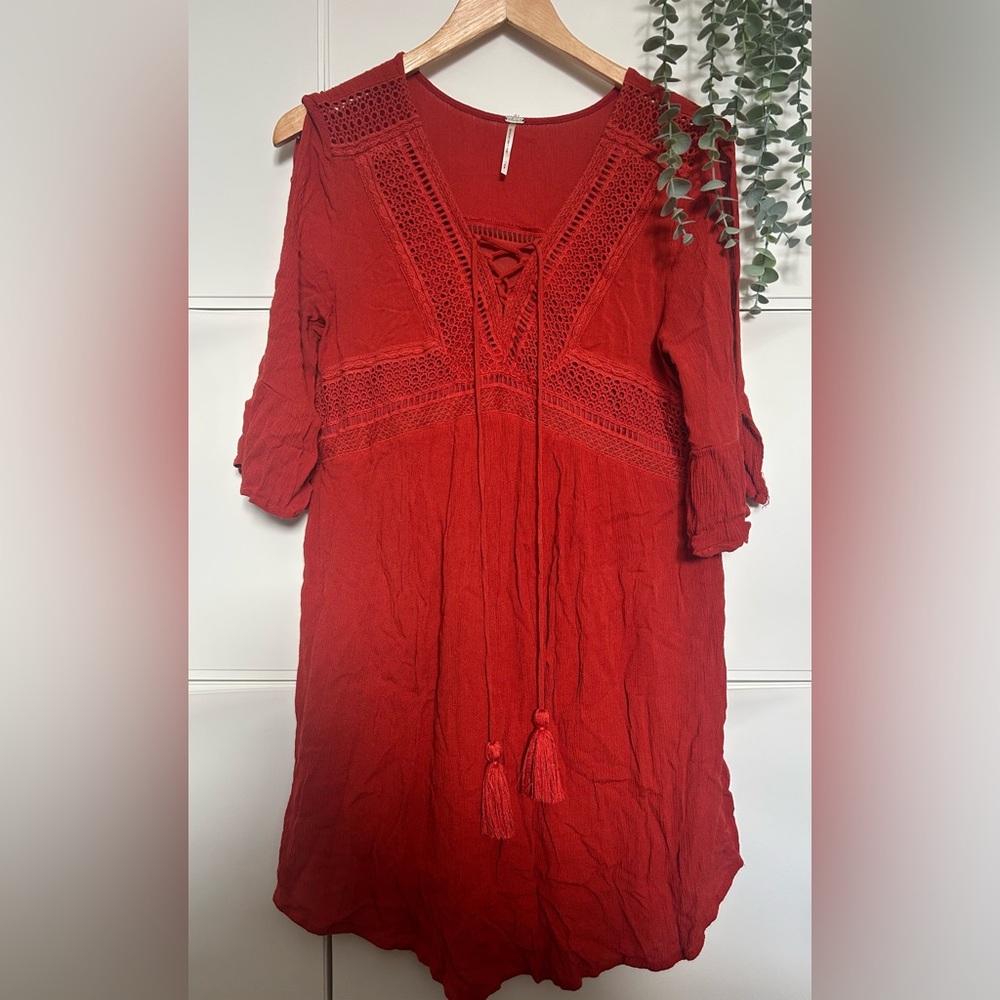 FREE PEOPLE Crochet Lace Tassel Tunic